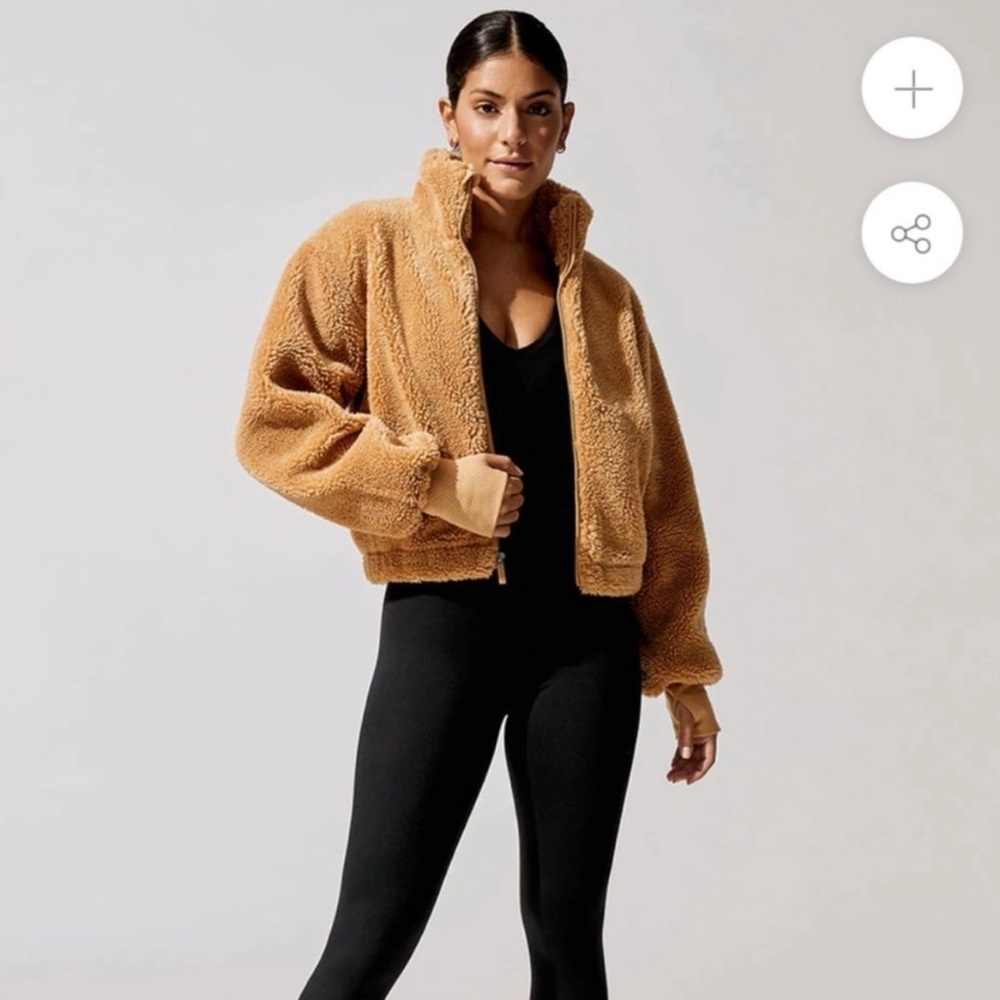 Carbon38 Teddy Zip Up Jacket Women’s Brown Sherpa Fuzzy Warm Size Medium